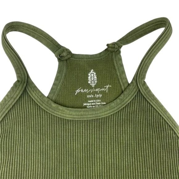 FREE PEOPLE MOVEMENT OLIVE GREEN HAPPINESS RUNS CROP TANK NWOT SZ: X/S  M/L NWOT - Picture 5 of 7